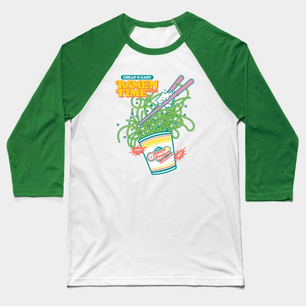 Ramen Cat Baseball T-Shirt by meowproject